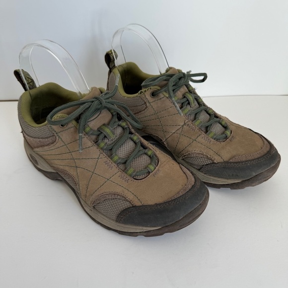 Chaco Womens Brown Leather Green Detail Azula Mesh Casual Hiking Shoe Size 7 - Picture 1 of 11